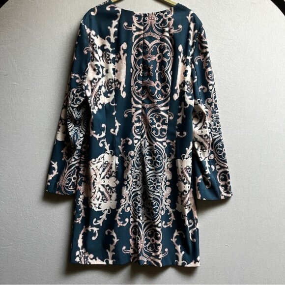 Nanette Lepore Teal and Pink Paisley Patterned Dress Sz 12 - Picture 2 of 10